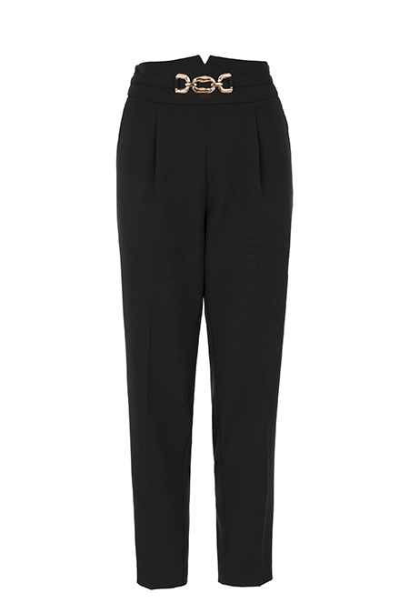 Tiffany Production Ženske pantalone dubokog struka sa faltama i  ukrasnom šnalom na pojasu