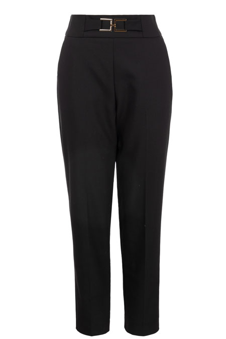 Ženske pantalone jednobojne sa džepovima i ukrasnim pojasom Tiffany Production