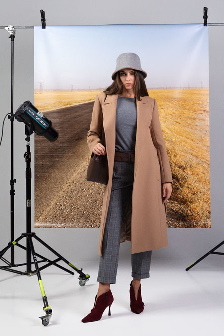 Ženske karirane pantalone dubokog struka Tiffany Production