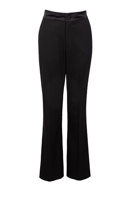 Tiffany Production Zvonaste pantalone sa satenskim pojasom u karo dezenu