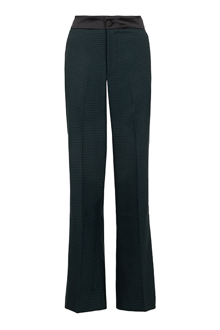 Zvonaste pantalone sa satenskim pojasom u karo dezenu Tiffany Production