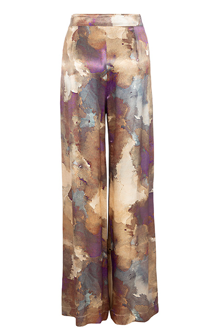 Ženske pantalone širokih nogavica u dezenu sa prelivenim bojama Tiffany Production