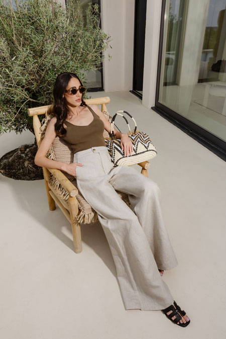 Tiffany Production Lanene pantalone širokog kroja