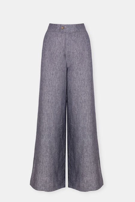 Lanene pantalone širokog kroja Tiffany Production