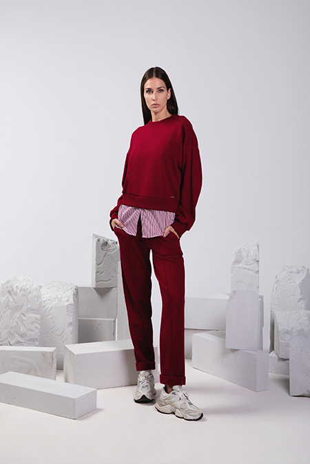 Ženska trenerka ravnog kroja sa elastičnim strukom Tiffany Production