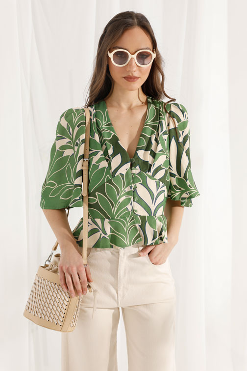 Tiffany Production Bluza sa cvetnim dezenom i karnerom