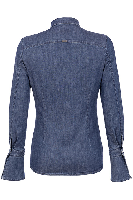 Ženska teksas košulja sa cvetnim detaljem Tiffany Production