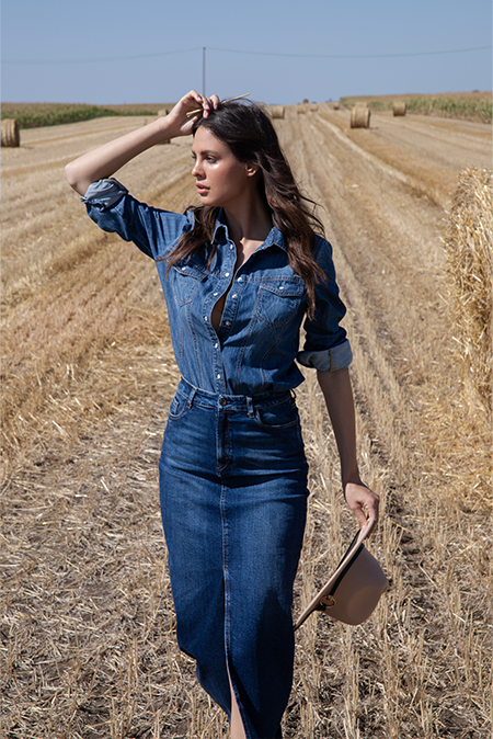 Ženska teksas košulja sa nitnama Tiffany Production