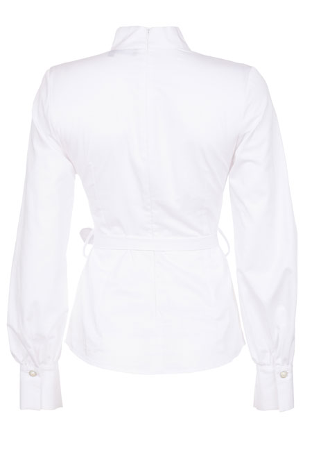 Ženska košulja dugih rukava sa pojasom i ukrasnim cvetom Tiffany Production