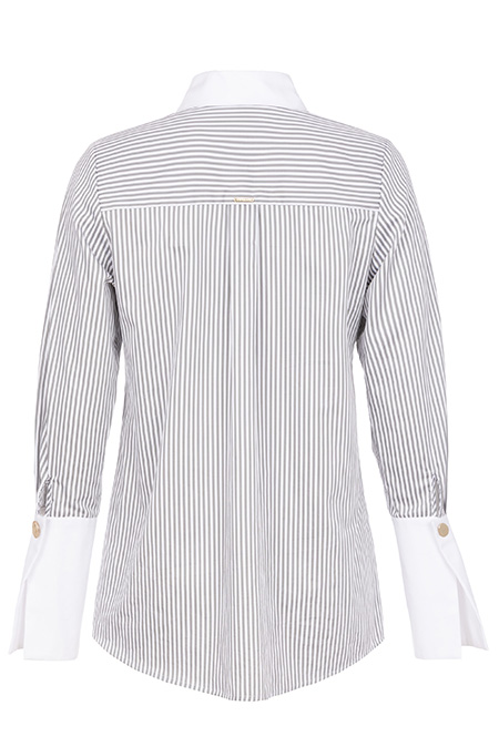 Ženska prugasta košulja dugih rukava sa kontrastnim detaljima Tiffany Production