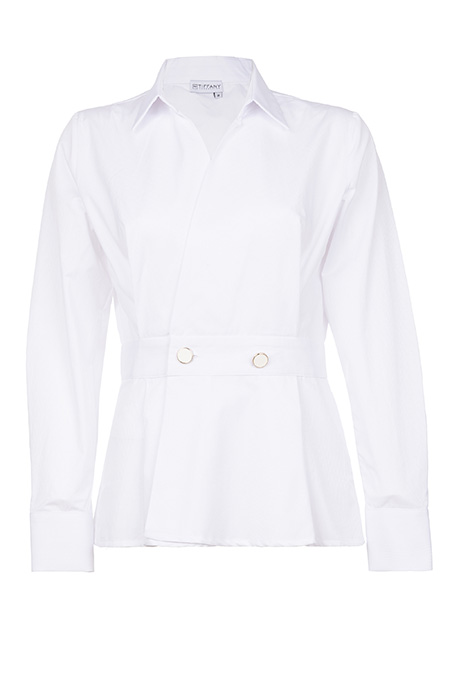 Tiffany Production Crna košulja dugih rukava na preklop sa naglašenim strukom