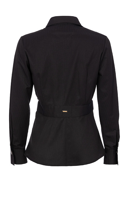 Crna košulja dugih rukava na preklop sa naglašenim strukom Tiffany Production