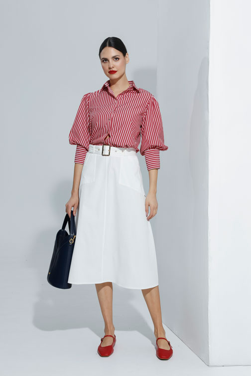 Prugasta košulja sa puf rukavima Tiffany Production