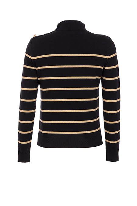 Ženski prugasti džemper dugih rukava sa visokom kragnom Tiffany Production