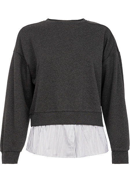 Tiffany Production Ženski duks dugih rukava sa imitacijom košulje