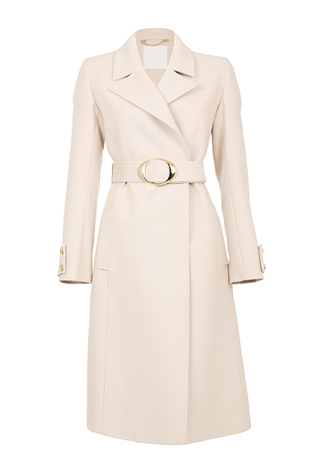 Elegantni kaput sa kaišem i zlatnom kopčom Tiffany Production