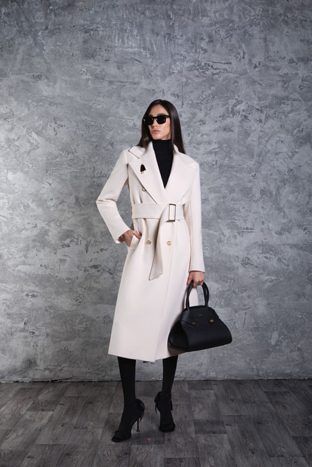 Midi kaput dugih rukava sa ukrasnim dugmićima i kaišem Tiffany Production