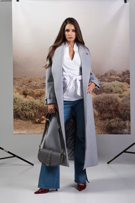 Tiffany Production Moderni ženski midi kaput sa kaišem 