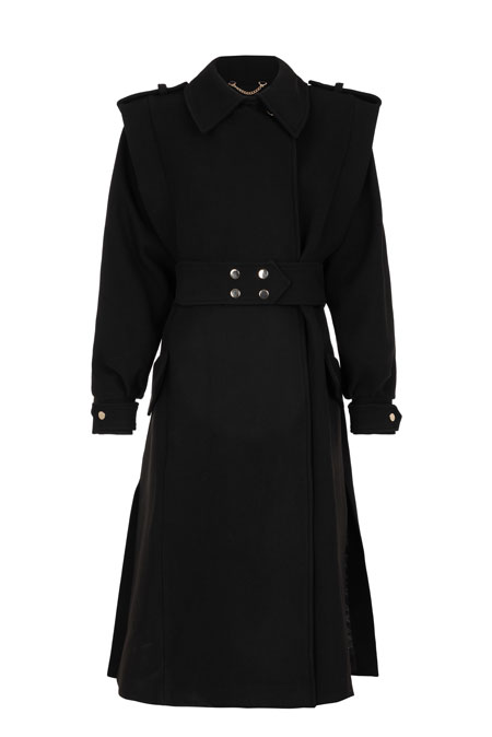 Midi kaput sa asimetričnim detaljem i kaišem Tiffany Production