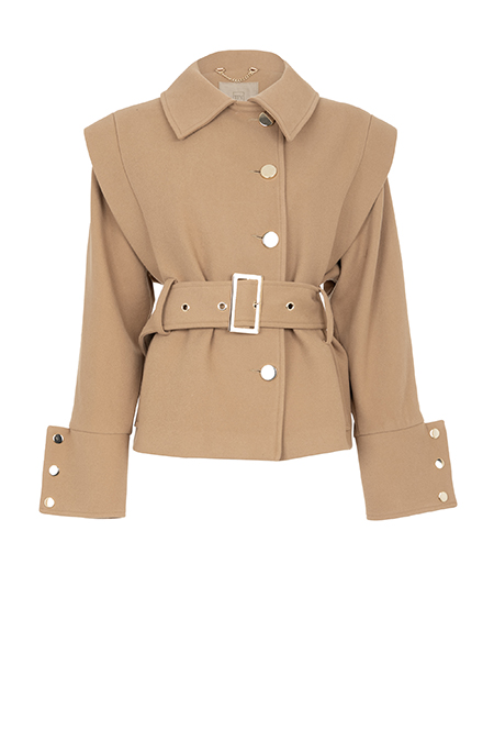 Tiffany Production Kratki kaput sa ukrasnim dugmićima i asimetričnim detaljem