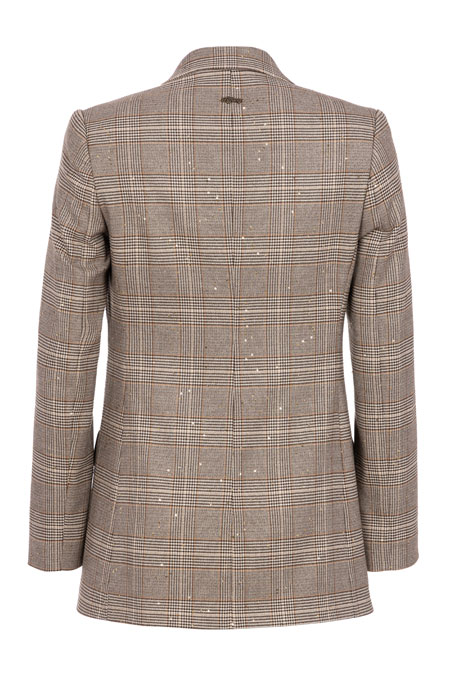 Sako na kopčanje sa dezenom kariranog tvida Tiffany Production