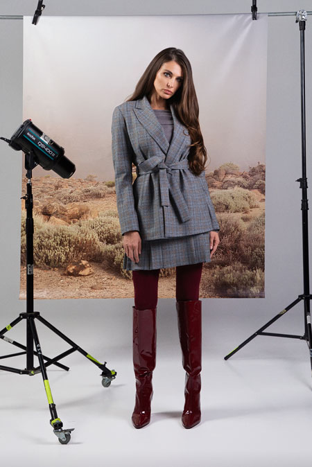 Ženski karirani sako na vezivanje Tiffany Production