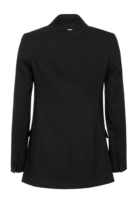 Ženski sako dugih rukava sa satenskom kragnom u karo dezenu Tiffany Production