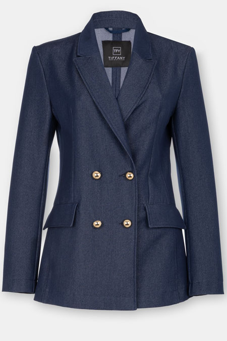 Teget sako sa dvorednim kopčanjem Tiffany Production