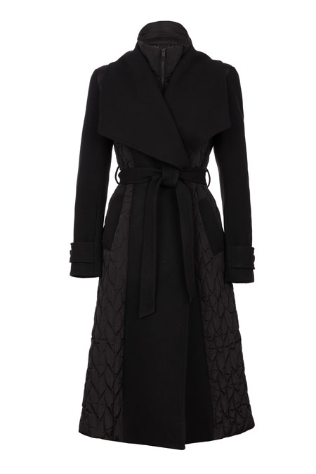 Ženska duga jakna sa pojasom i prošivenim detaljima Tiffany Production