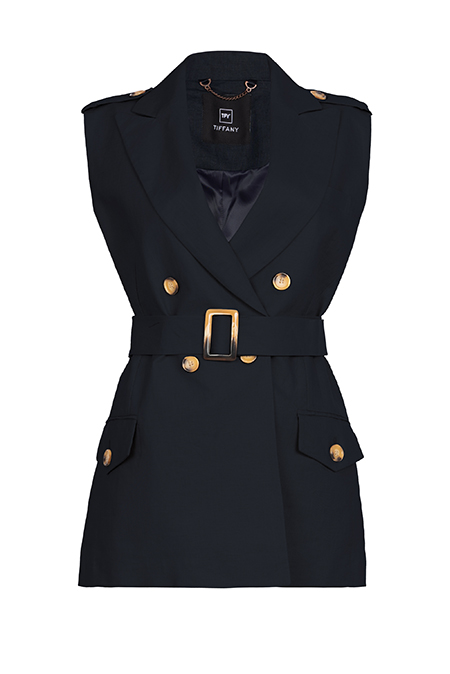 Tiffany Production Dugi prsluk na preklop sa kaišem