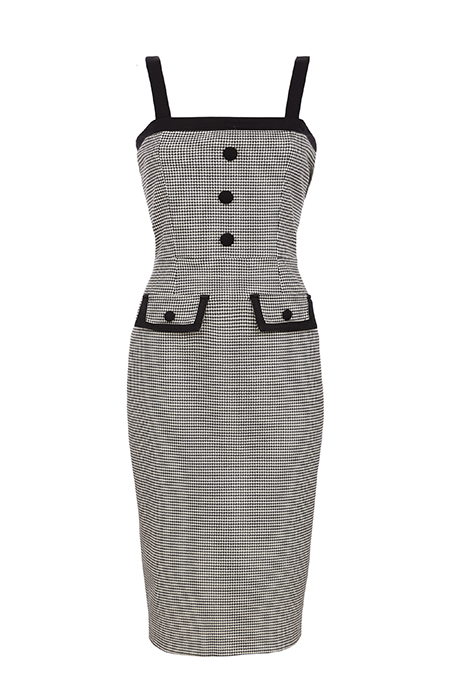 Midi haljina bez rukava sa pepita dezenom Tiffany Production