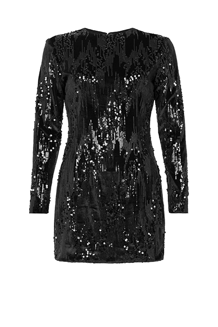 Mini haljina dugih rukava sa prošivenim šljokicama Tiffany Production