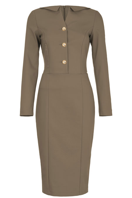 Midi haljina sa dugim rukavima i šlicem pozadi Tiffany Production