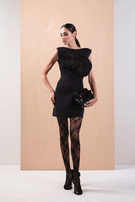 Mini haljina bez rukava sa ukrasnim cvetovima Tiffany Production