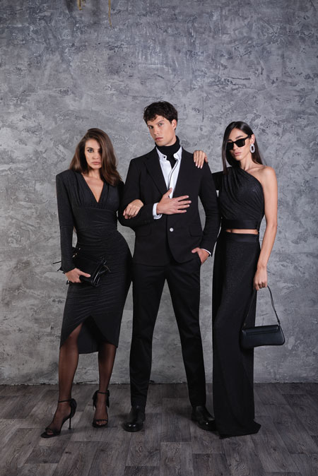 Midi haljina sa diskretnim sjajem i V-izrezom Tiffany Production