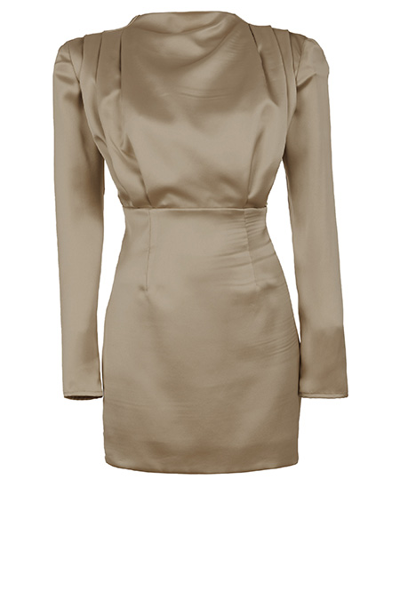 Mini haljina dugih rukava sa asimetričnim detaljem Tiffany Production