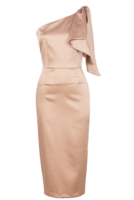 Midi haljina na jedno rame sa brošem Tiffany Production