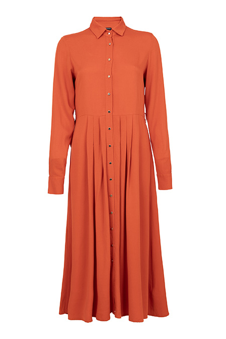 Haljina dugih rukava sa kragnom i plisiranim donjim delom Tiffany Production