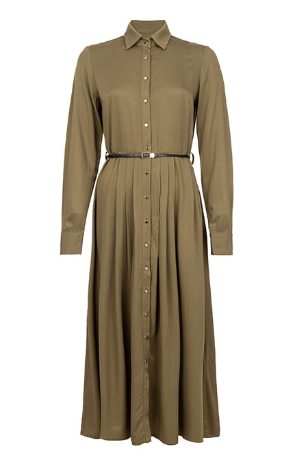 Haljina dugih rukava sa kragnom i plisiranim donjim delom Tiffany Production