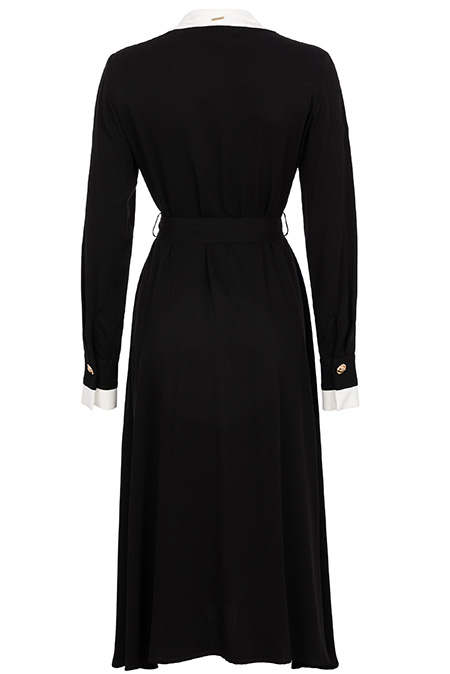 Midi haljina sa pojasom i ukrasnim dugmićima  Tiffany Production