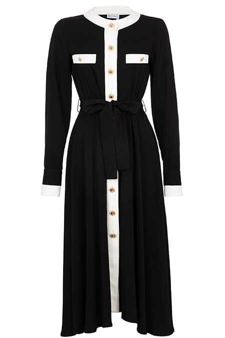 Tiffany Production Midi haljina sa pojasom i ukrasnim dugmićima 