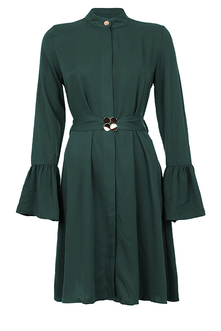 Ženska haljina sa zvonastim rukavima i ukrasnim kaišem Tiffany Production