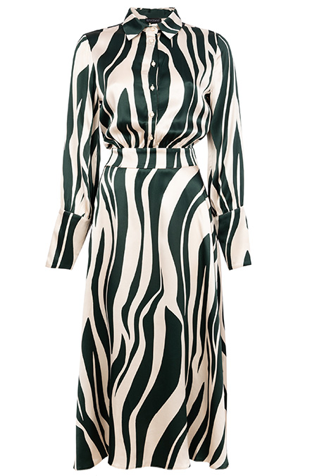 Midi haljina dugih zvonastih rukava u dezenu Tiffany Production