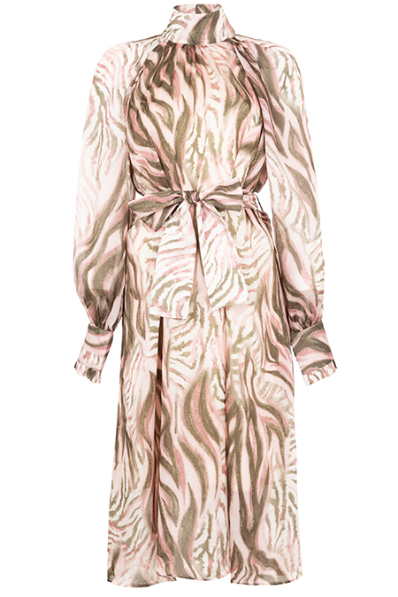 Midi haljina sa visokim okovratnikom i kaišem Tiffany Production