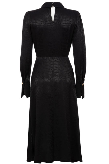 Midi haljina dugih rukava sa kragnom i zlatnim dugmićima Tiffany Production