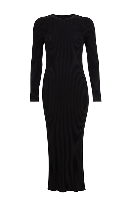 Tiffany Production Trikotažna midi haljina dugih rukava sa okruglim izrezom