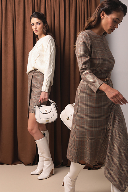 Mini suknja na preklop u karo dezenu Tiffany Production