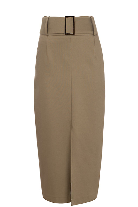 Midi suknja sa kaišem u istoj boji i šlicem Tiffany Production