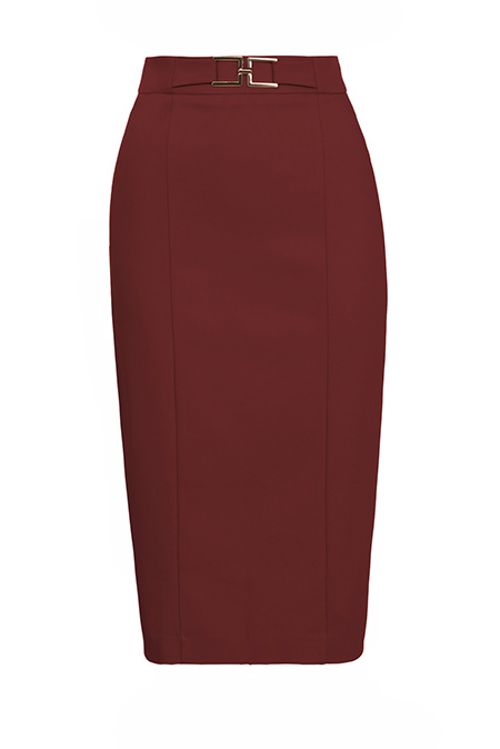 Tiffany Production Midi suknja sa ukrasnim pojasom i šlicem