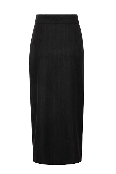 Midi suknja sa sjajnim efektom i prednjim šlicem Tiffany Production